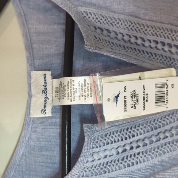 NWT Tommy Bahama St. Lucia Linen-Blend Split Neck Dress - Picture 9 of 16